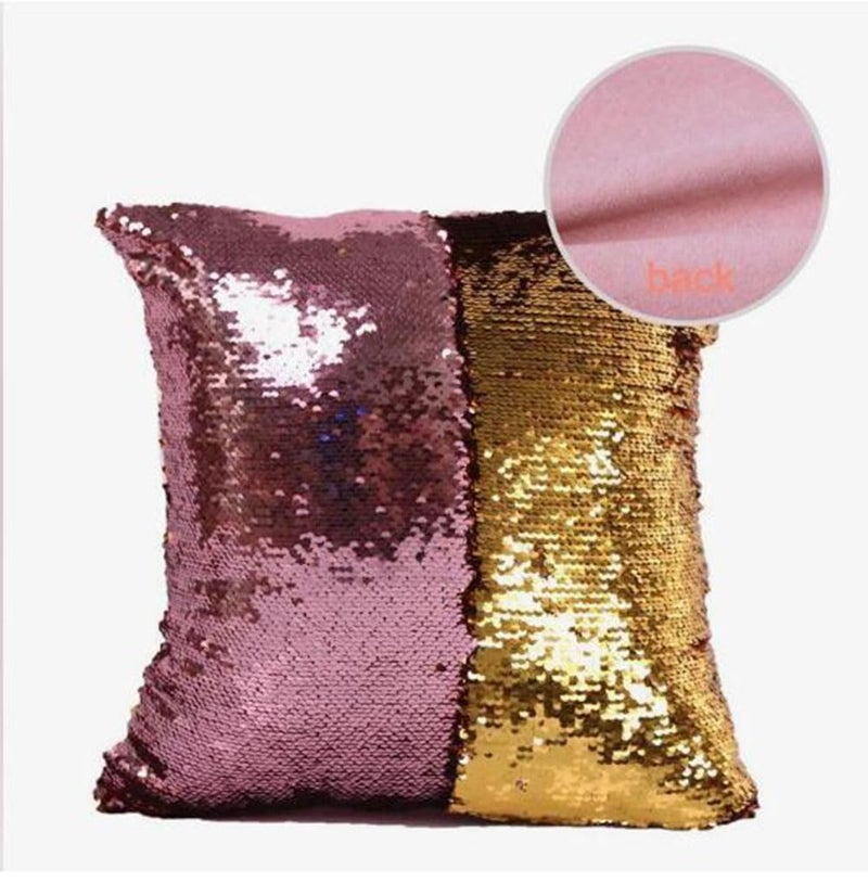 MOCOFO Glitter Pillow, Reversible Sequins Pillow Cover Magic Mermaid Fish Pillowcase Parkly Fun Flip Sequins Throw Pillow Cover Pink Gold Couch Cute Color Changing Decor Cushion Covers for Sofa16X16 - Image 5